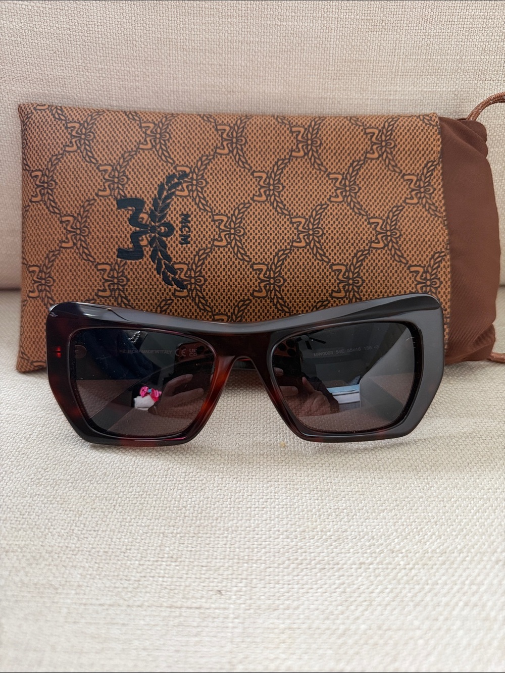 MCM Oversized Square Sunglasses - Tortoiseshell Brown with Dark Lenses